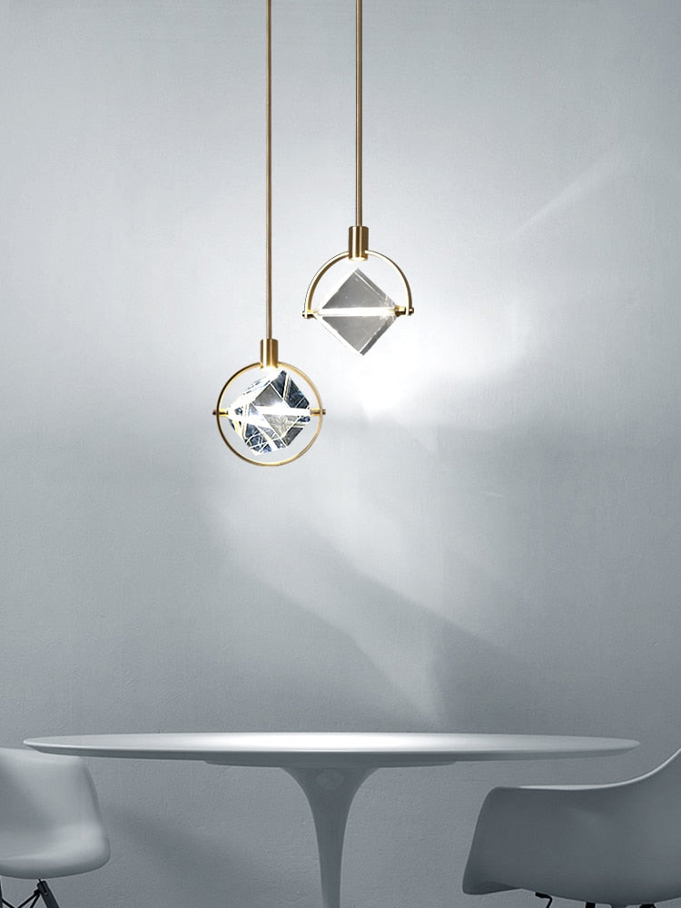 IDEA(HK) LIGHTING - Kimberlite - Outstanding luxury pendant light. Clean design, polished steel body combined with a large crystal that really makes the light pop. Applicable for living rooms, kitchens, bedrooms, dining rooms, cafés, etc. Dimensions Diameter 20cm Height 50cm + 50cm hanging rod. Two variants available; Open and Closed  Modern LED Crystal Chandelier kitchen bar Pendant lamps Bedroom bedside decor lighting Dining room Hanging lights  Specifications Light Source LED Bulb Base Type 2G11