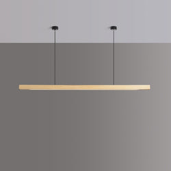 IDEA(HK) LIGHTING - Lindö - Modern long hanging dining room pendant light ala Nordic style. Will also make a good fit for office areas, restaurants and bars. Pine wood or black walnut Use the included remote to change color temperature between cold, neutral and warm light.