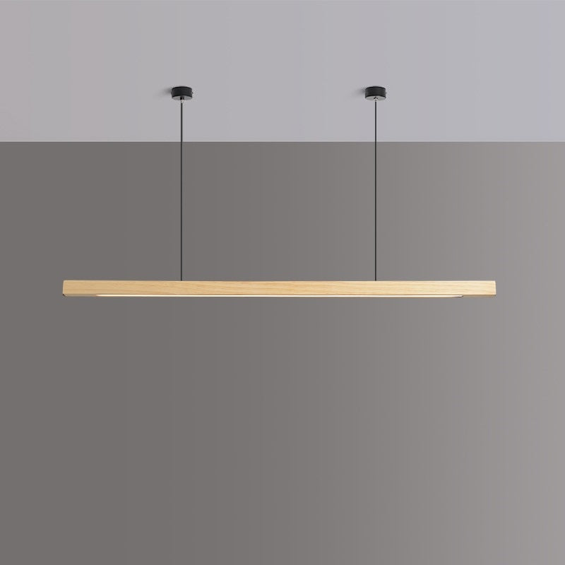 IDEA(HK) LIGHTING - Lindö - Modern long hanging dining room pendant light ala Nordic style. Will also make a good fit for office areas, restaurants and bars. Pine wood or black walnut Use the included remote to change color temperature between cold, neutral and warm light.