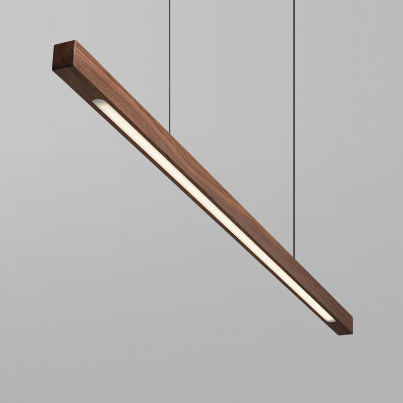 IDEA(HK) LIGHTING - Lindö - Modern long hanging dining room pendant light ala Nordic style. Will also make a good fit for office areas, restaurants and bars. Pine wood or black walnut Use the included remote to change color temperature between cold, neutral and warm light.