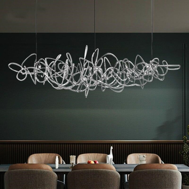 IDEA(HK) LIGHTING - Ball of Yarn - Breathtaking art deco lighting. Aluminum framework in 4 color variants, equipped with multiple G9 light sources. This chandelier will make the most of your living room area, add style to a conference room or act as the perfect icebreaker for the reception.