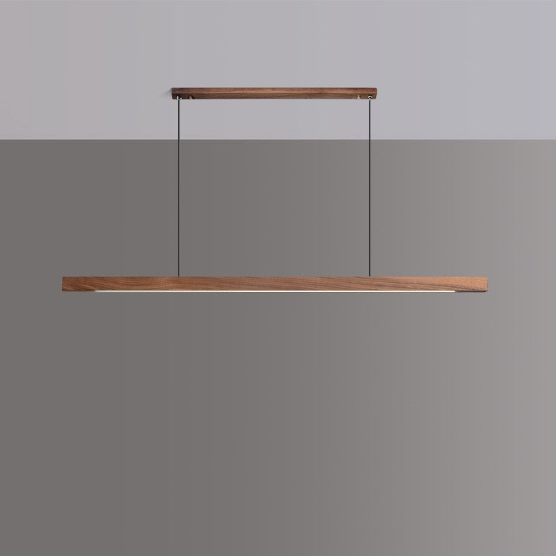 IDEA(HK) LIGHTING - Lindö - Modern long hanging dining room pendant light ala Nordic style. Will also make a good fit for office areas, restaurants and bars. Pine wood or black walnut Use the included remote to change color temperature between cold, neutral and warm light.