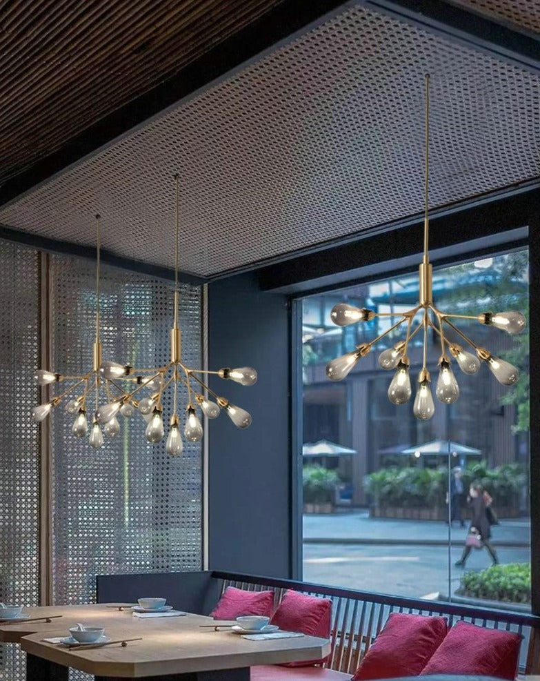 Lights of Scandinavia - Inflorescence - Nordic luxury copper LED chandelier. Modern lighting for dining rooms, hallways or why not light up the entrance hall? Luxury LED Chandelier Lighting Firefly Dining Living Room Creative Hanging Lamp Modern Bedroom Home Deco Fixtures