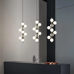 IDEA(HK) LIGHTING - Molekyl - Transform your living space into a modern, inviting ambiance with Molekyl's simple LED Chandelier. This sleek, contemporary design is perfect for any interior, from a grand staircase to a cozy bedroom. Its unique polished copper finish will add both style and illumination to any room in your home.