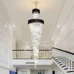 IDEA(HK) LIGHTING - Imperial - When only the best is good enough. Grand luxurious crystal chandelier suitable for staircases or grand lobbies. Stainless steel framework combined with high-grade K9 crystals and modern LED light sources. A modern heart encapsulated in a luxurious classic design. Imperial won't leave anyone indifferent. Luxury modern crystal chandelier for staircase Long loft black cristal light fixture villa lobby living room decor hang lighting