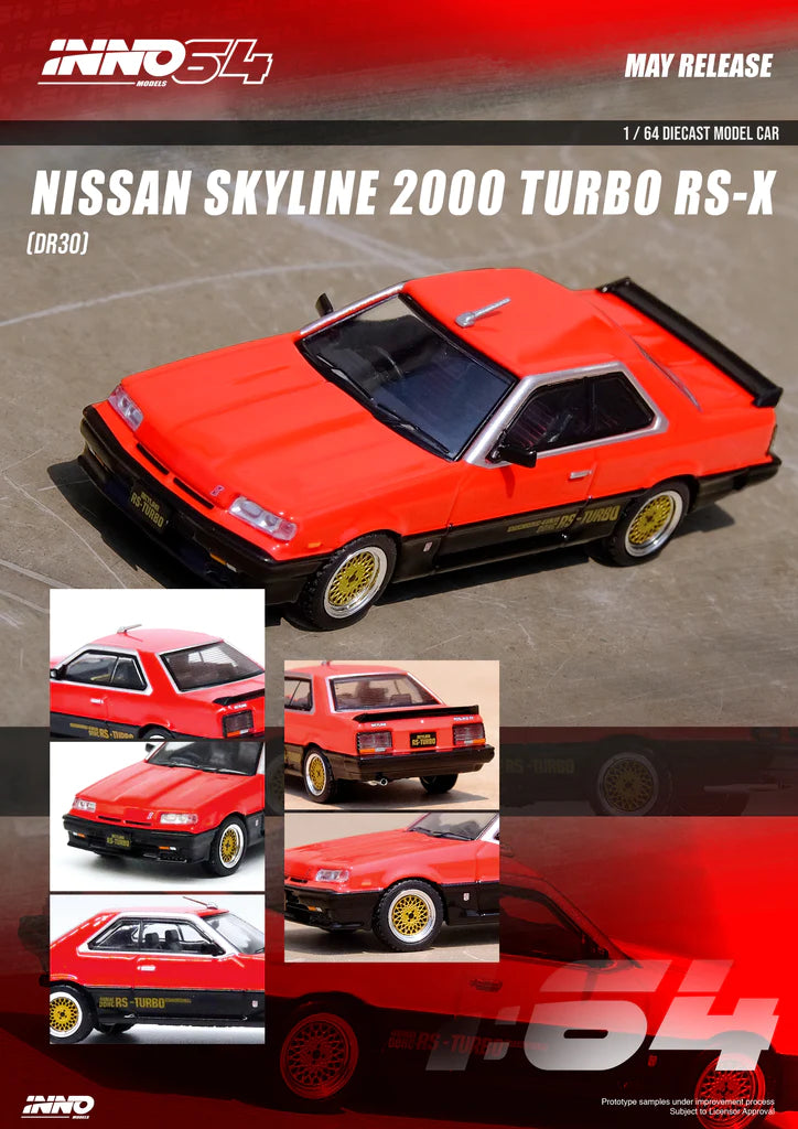 Inno64 1/64 Nissan Skyline 2000 RS-X Turbo (DR30) Red / Black