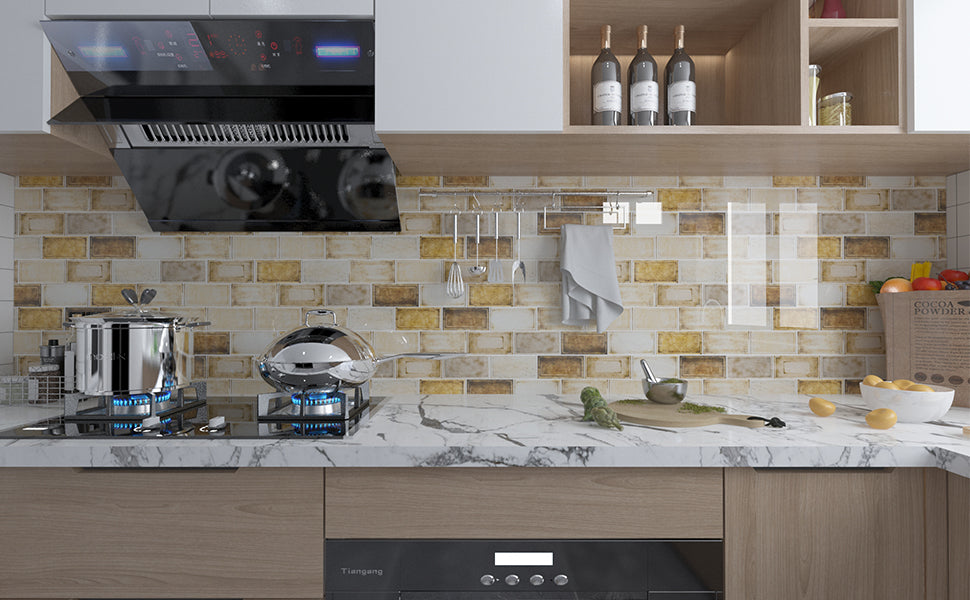 Industrial Age Retro Brown 12 x 12 Inch Glass Subway Tile (5 Pcs/Box, 5 sq.ft.)