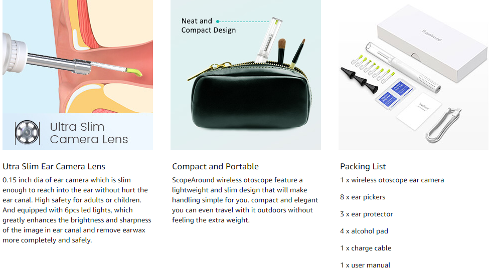 Wifi Otoscope Ear Cleaning Kit ScopeAround