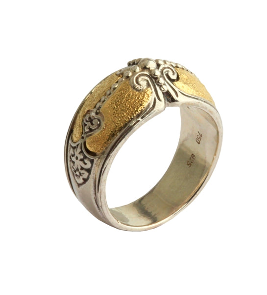 KONSTANTINO STERLING SILVER & 18K GOLD INTRICATE BAND RING FROM THE EROS COLLECTION