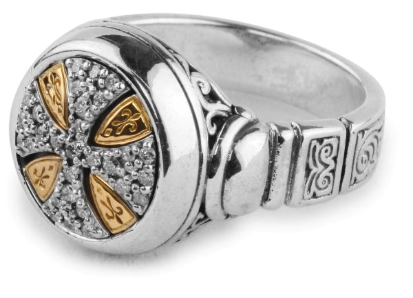 KONSTANTINO STERLING SILVER & 18K GOLD DIAMOND-109 (0.29CT) RING FROM THE DIAMOND CLASSICS COLLECTIO