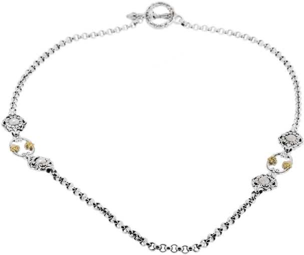KONSTANTINO STERLING SILVER & 18K GOLD PEARL NECKLACE FROM THE SELENA COLLECTION