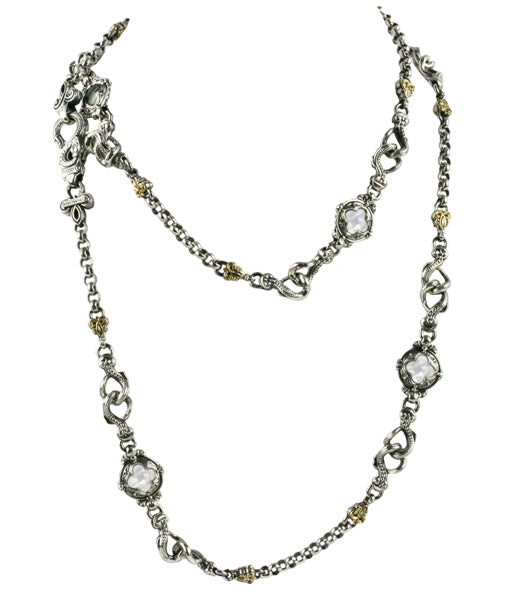 KONSTANTINO STERLING SILVER & 18K GOLD MOTHER OF PEARL NECKLACE  FROM THE SELENA COLLECTION