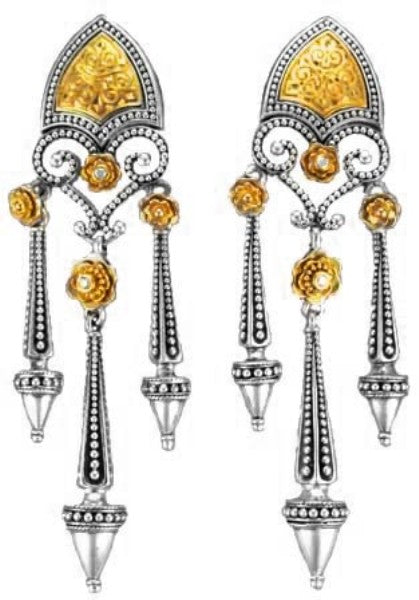 KONSTANTINO STERLING SILVER & 18K GOLD DIAMOND (0.05CT +/-) CHANDELIER EARRINGS FROM THE DIAMOND CLA