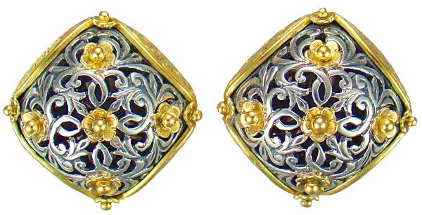 KONSTANTINO STERLING SILVER & 18K GOLD CLIP EARRINGS FROM THE SILVER & GOLD CLASSICS COLLECTION