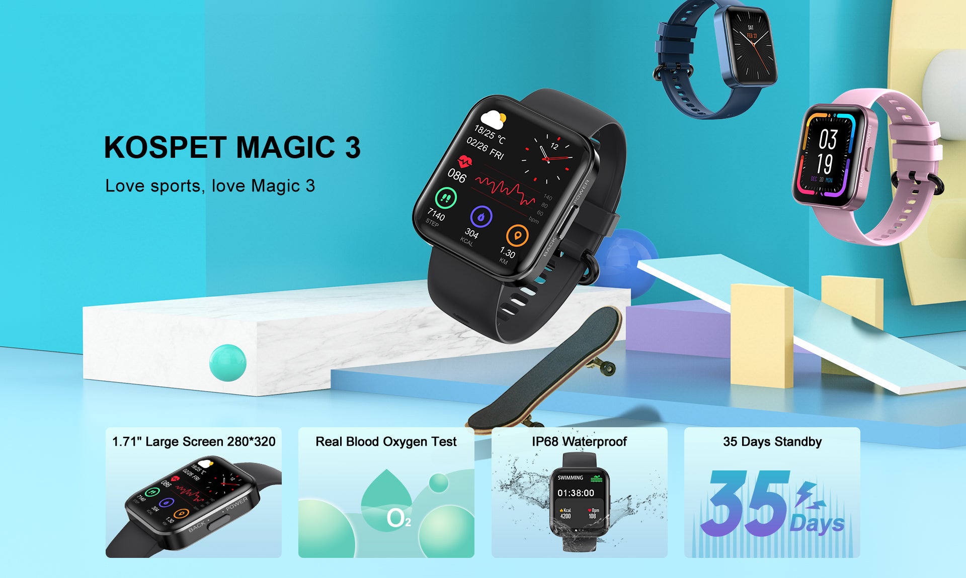 Smartwatch KOSPET MAGIC 3 Love Sports, Love MAGIC 3