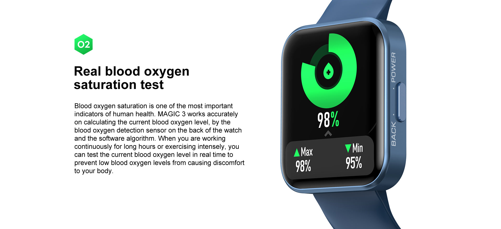 KOSPET MAGIC 3 Smartwatch, Real blood oxygen saturation test