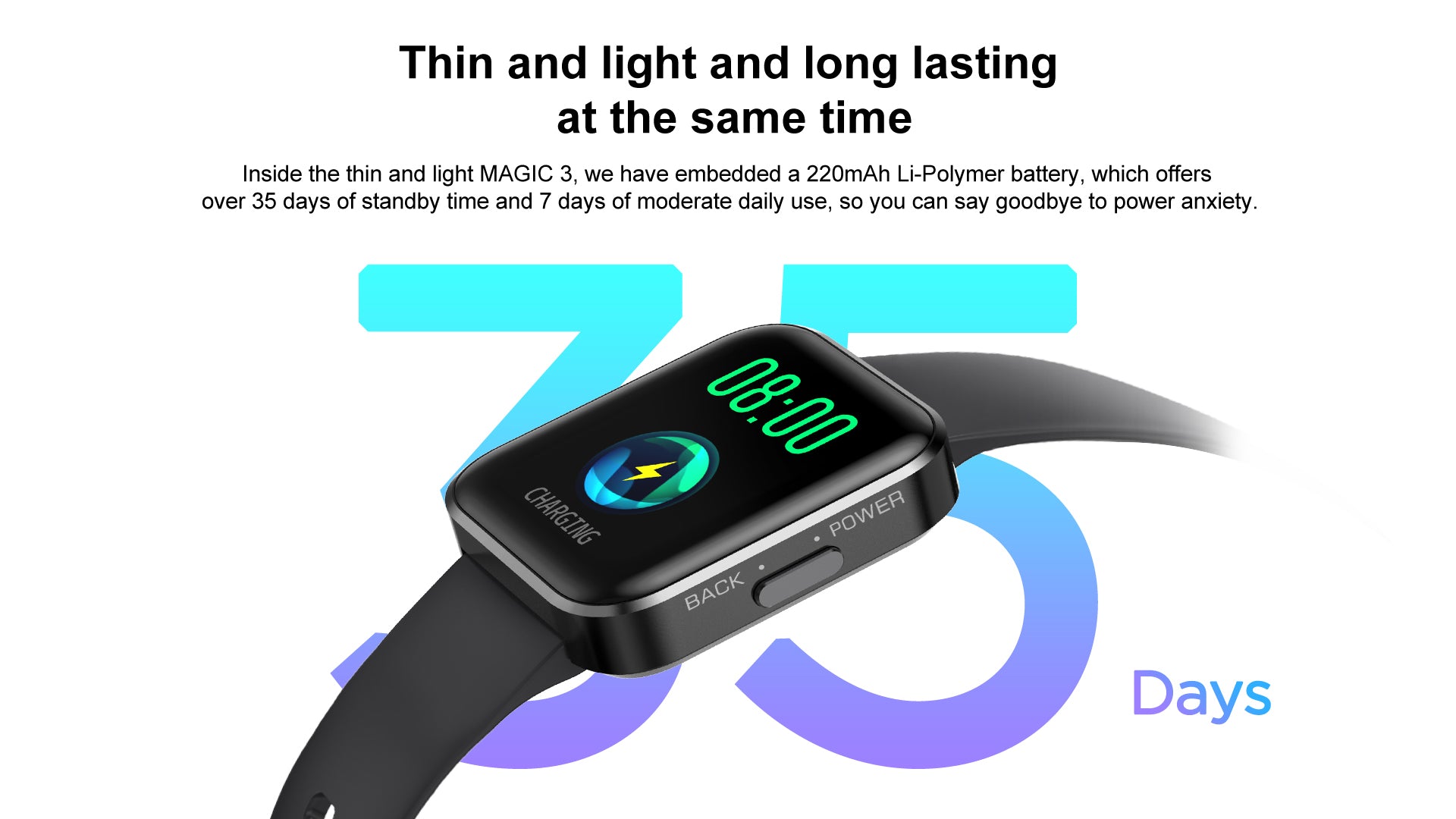 Smartwatch KOSPET MAGIC 3, Λεπτό και ελαφρύ, Μπαταρία 220 mAh