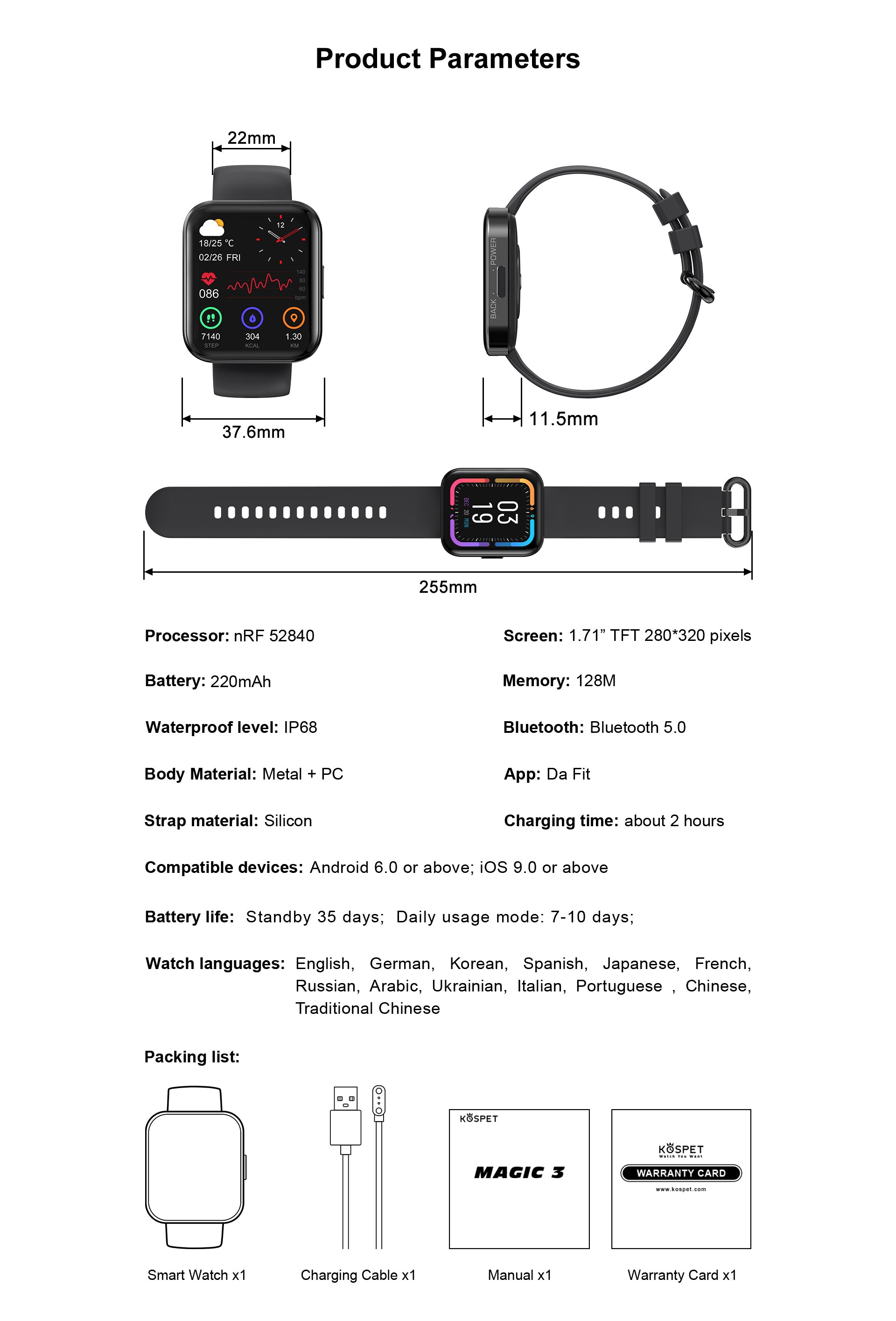 KOSPET MAGIC 3 Smartwatch