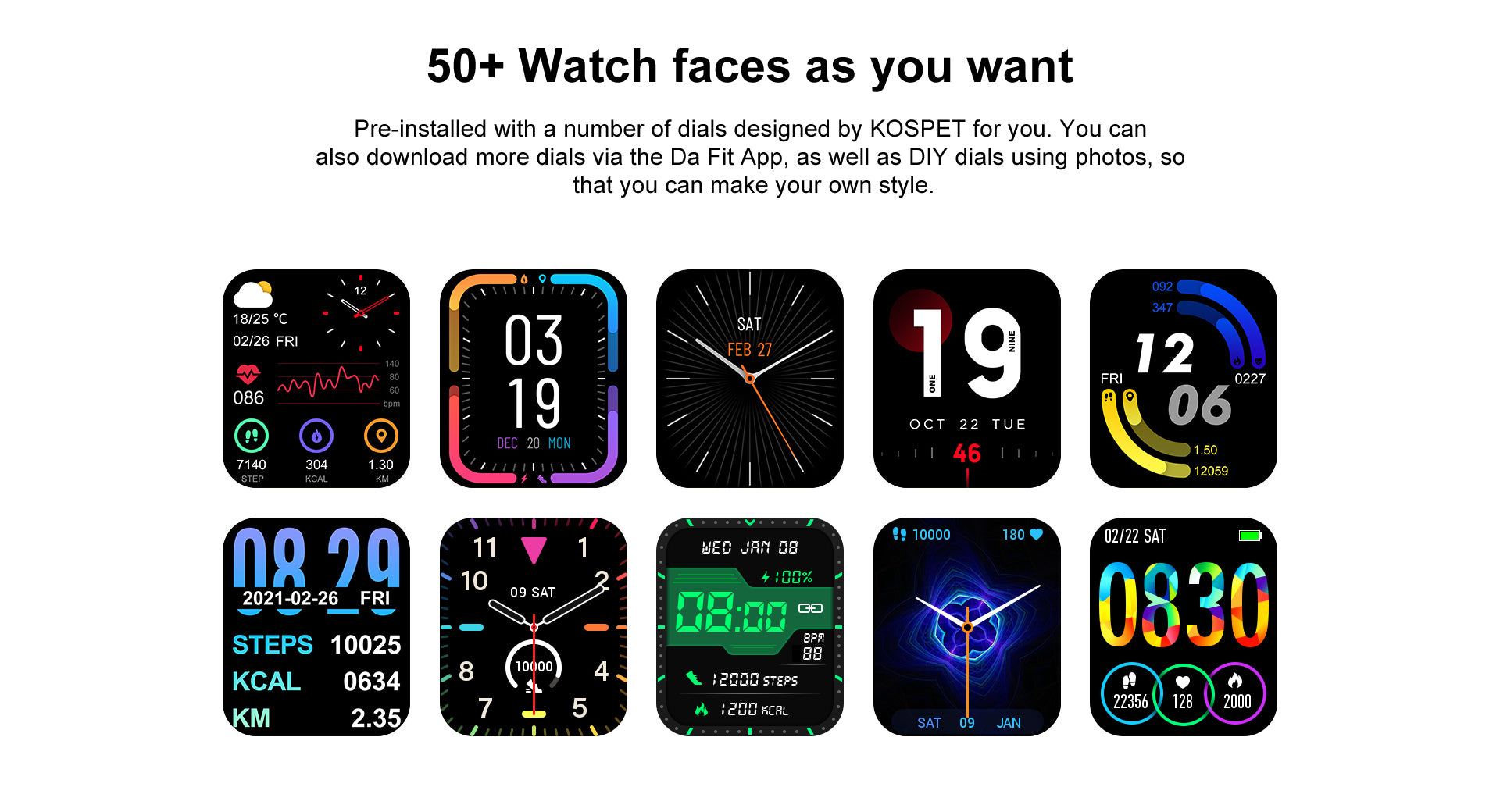 Το Smartwatch KOSPET MAGIC 3 έχει 50+ προσόψεις ρολογιών