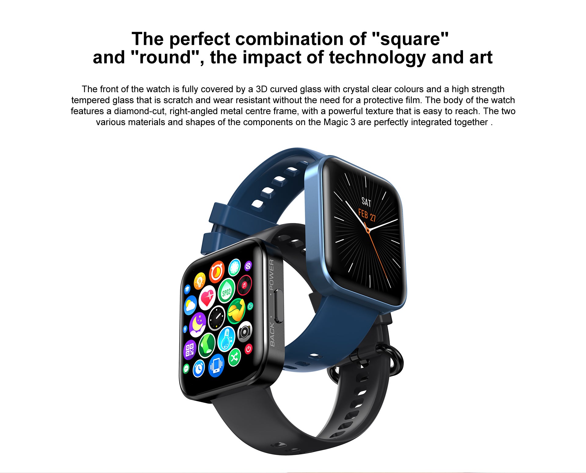 Το KOSPET MAGIC 3 Smartwatch, καλύπτεται πλήρως από ένα 3D κυρτό γυαλί