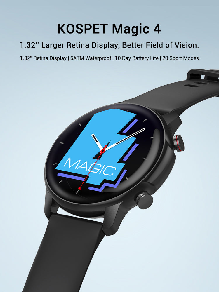 KOSPET MAGIC 4 Fitness Smartwatch, 1.32inch Display, 5ATM Waterproof. 10Days Battery Life, 20 sports modes