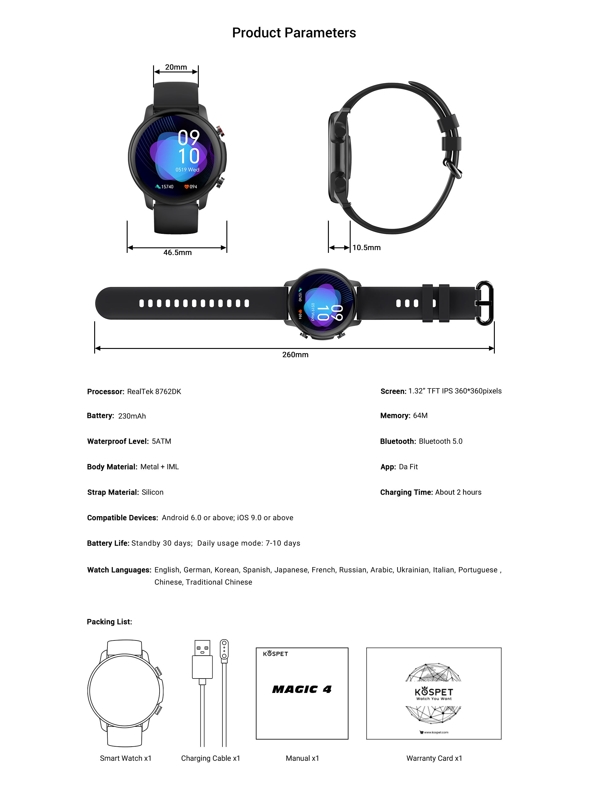 KOSPET MAGIC 4 Smartwatch