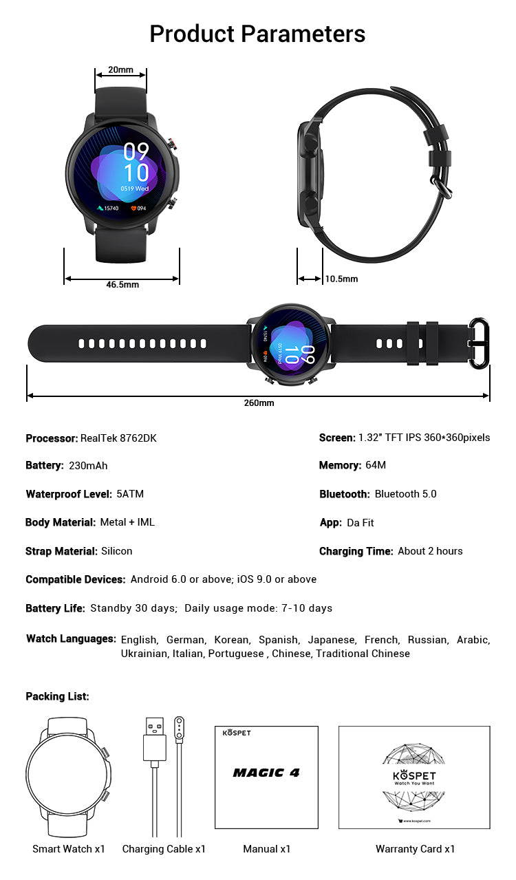 KOSPET MAGIC 4 best smartwatches For Men
