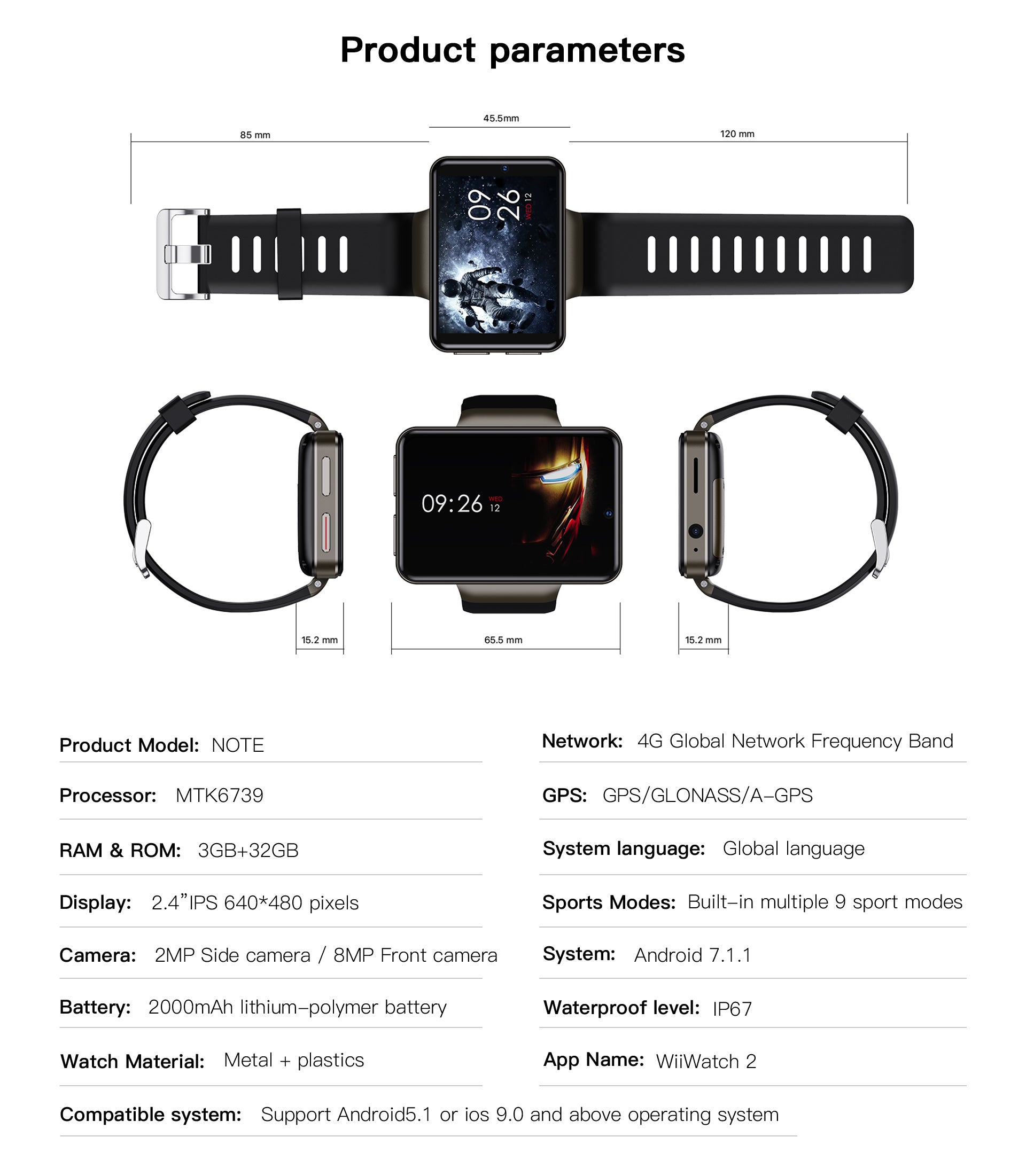 KOSPET NOTE 4G Android Smart Watches Men