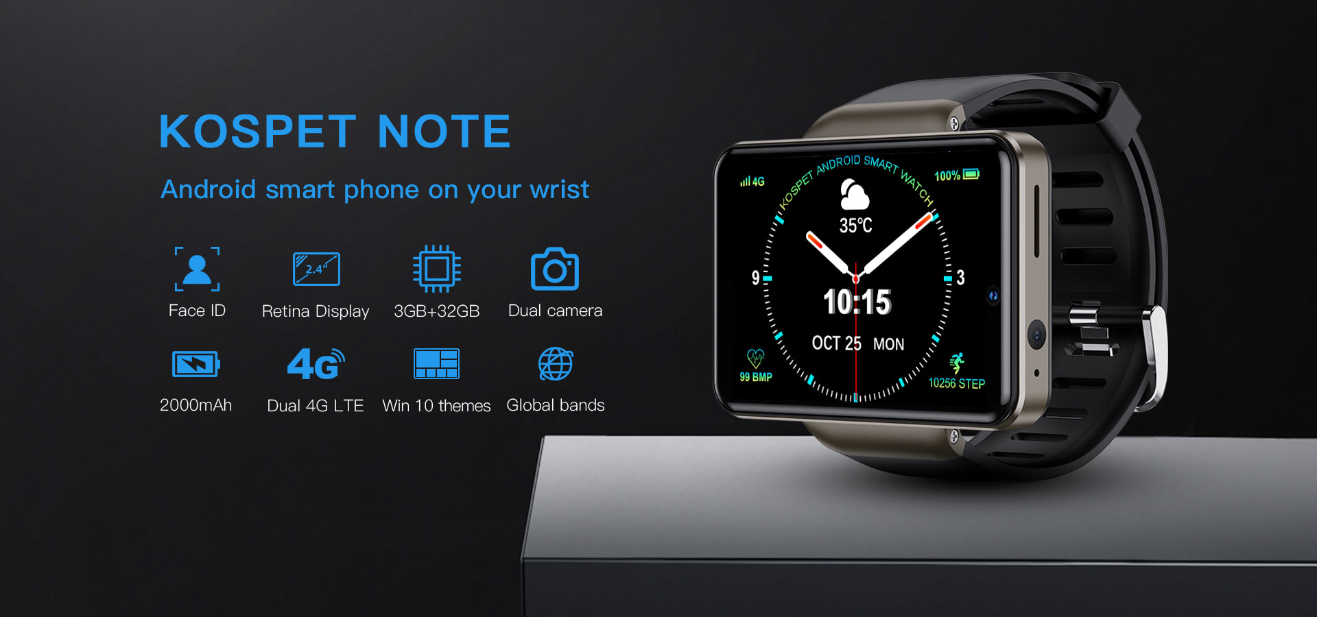 KOSPET NOTE 4G Android Smartwatch For Men