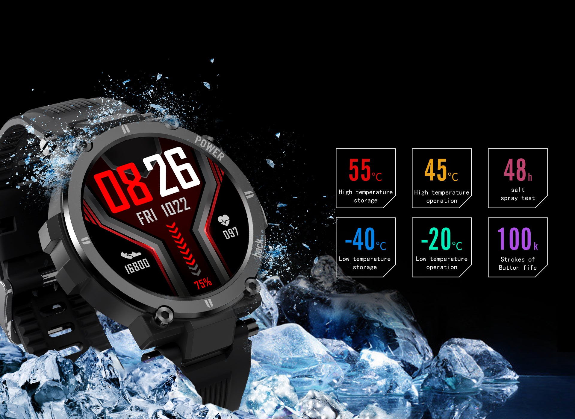 KOSPET Raptor Smartwatch Up to the military grade quality, passed extreme environment tests