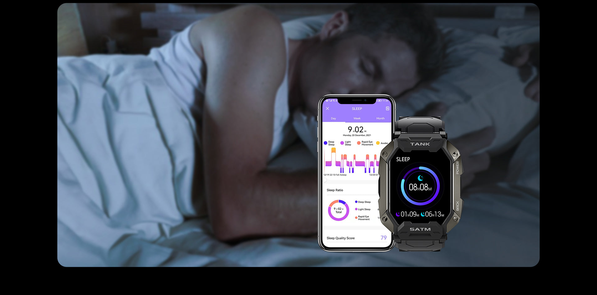 Το KOSPET TANK M1 Rugged Smartwatch υποστηρίζει παρακολούθηση ύπνου