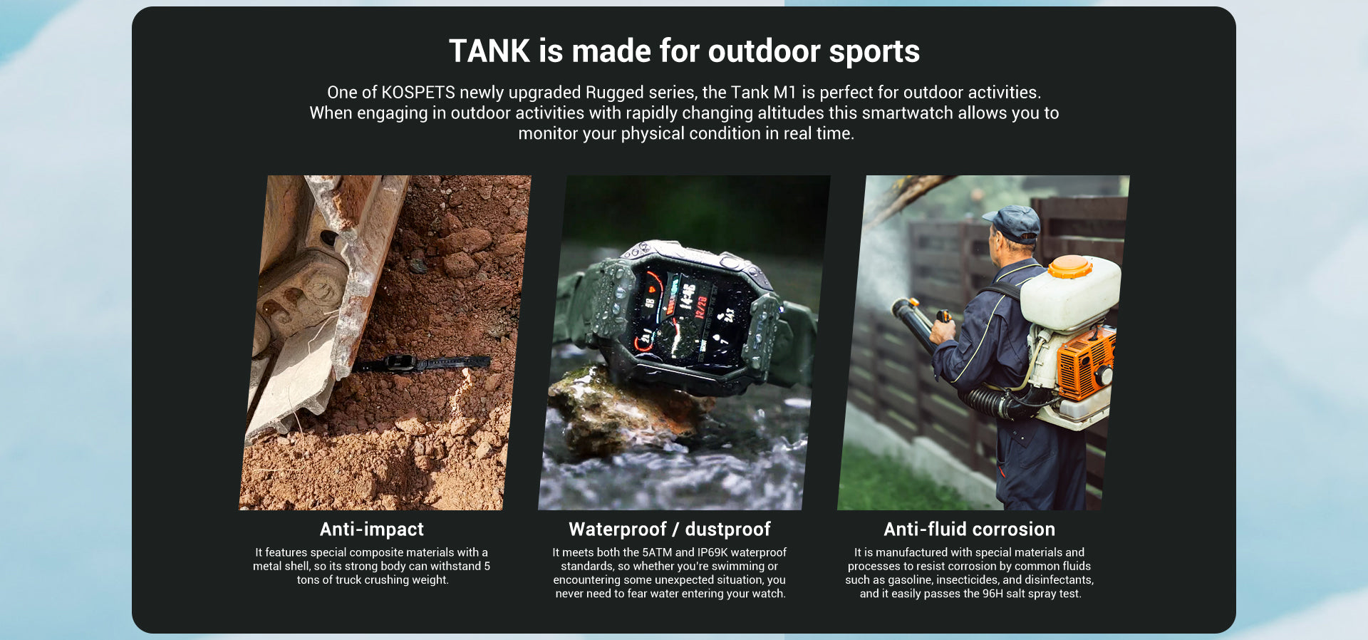 KOSPET TANK M1 Smartwatch is made for outdoor sports