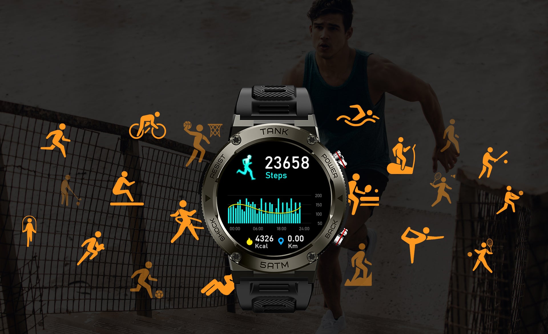 KOSPET TANK T1 PRO Smartwatch support 20 sports modes