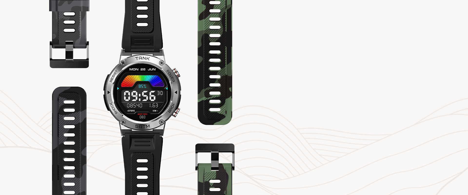 KOSPET TANK T1 Smartwatch Stunning Camouflage Straps Available