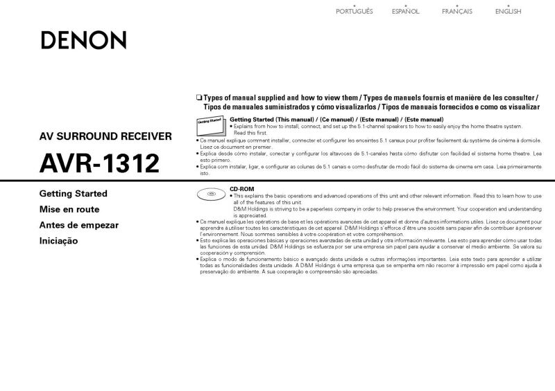 Denon AVR 1312 Receiver Amplifier Owners Manual