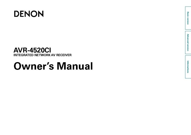 Denon AVR 4520CI Receiver Amplifier Owners Manual