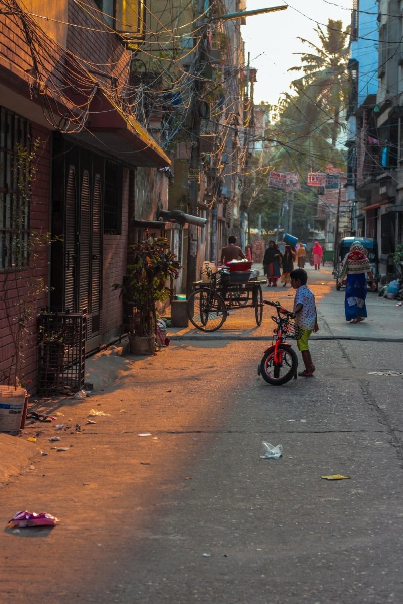 Paint By Numbers | Dhaka - Red And Black Bicycle On Sidewalk During Daytime