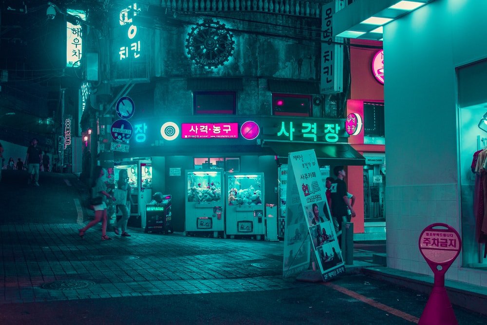 Paint By Numbers | Group Of People Walking On The Street Near Buildings At Night Time