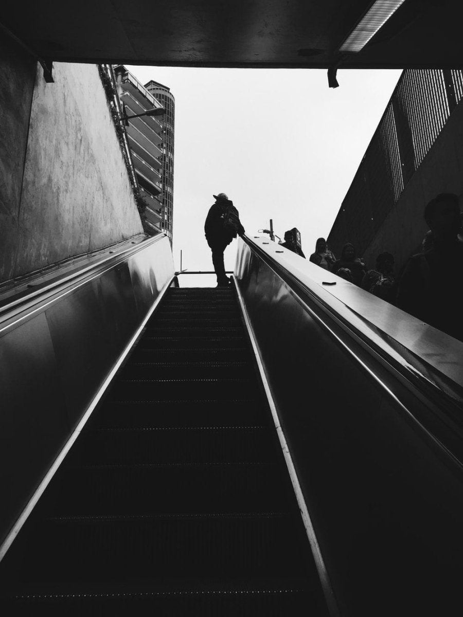 Paint By Numbers | Silhouette Of Person Standing Beside Escalator During Daytime