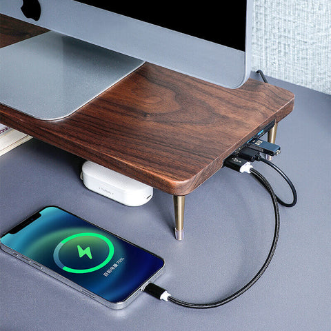 Craft-Kitties-Walnut-Wood-Monitor-Stand-With-Usb-Ports