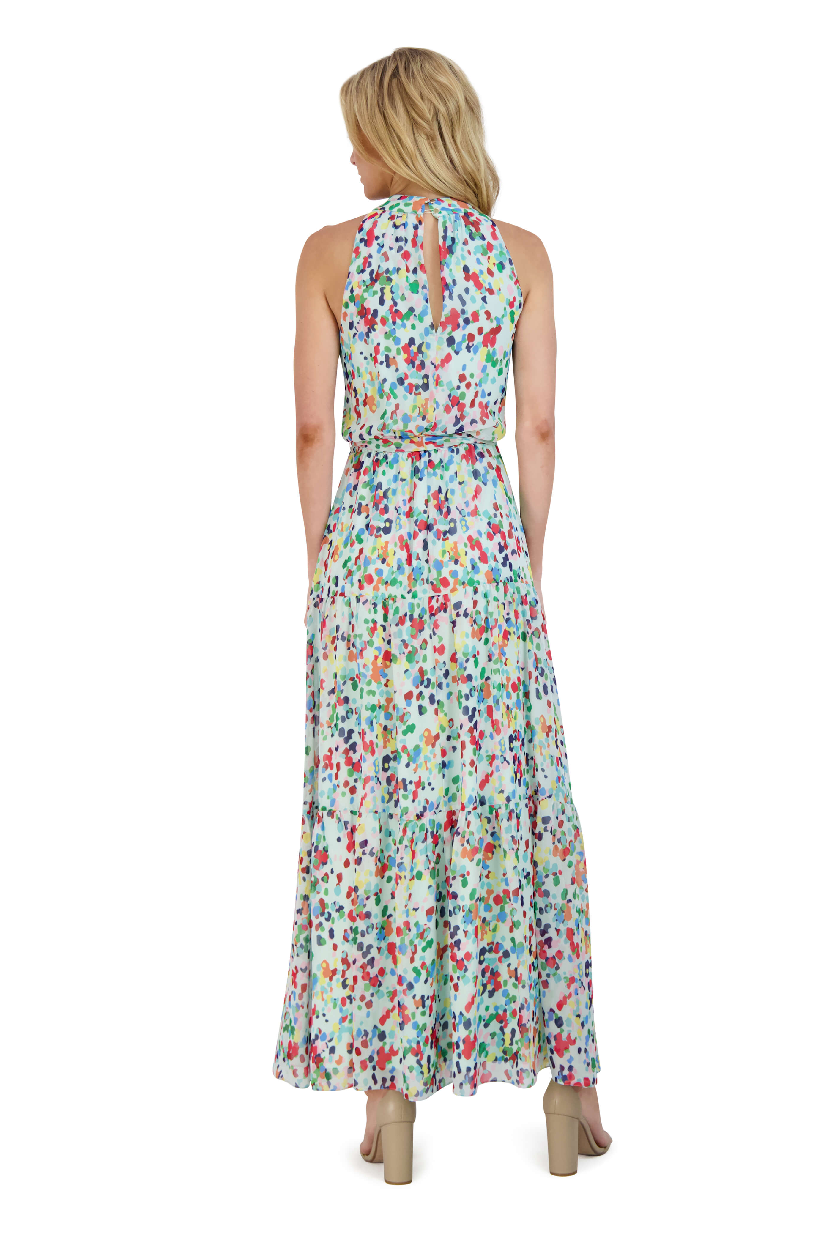 Mock Neck 3 Tier Maxi Dress