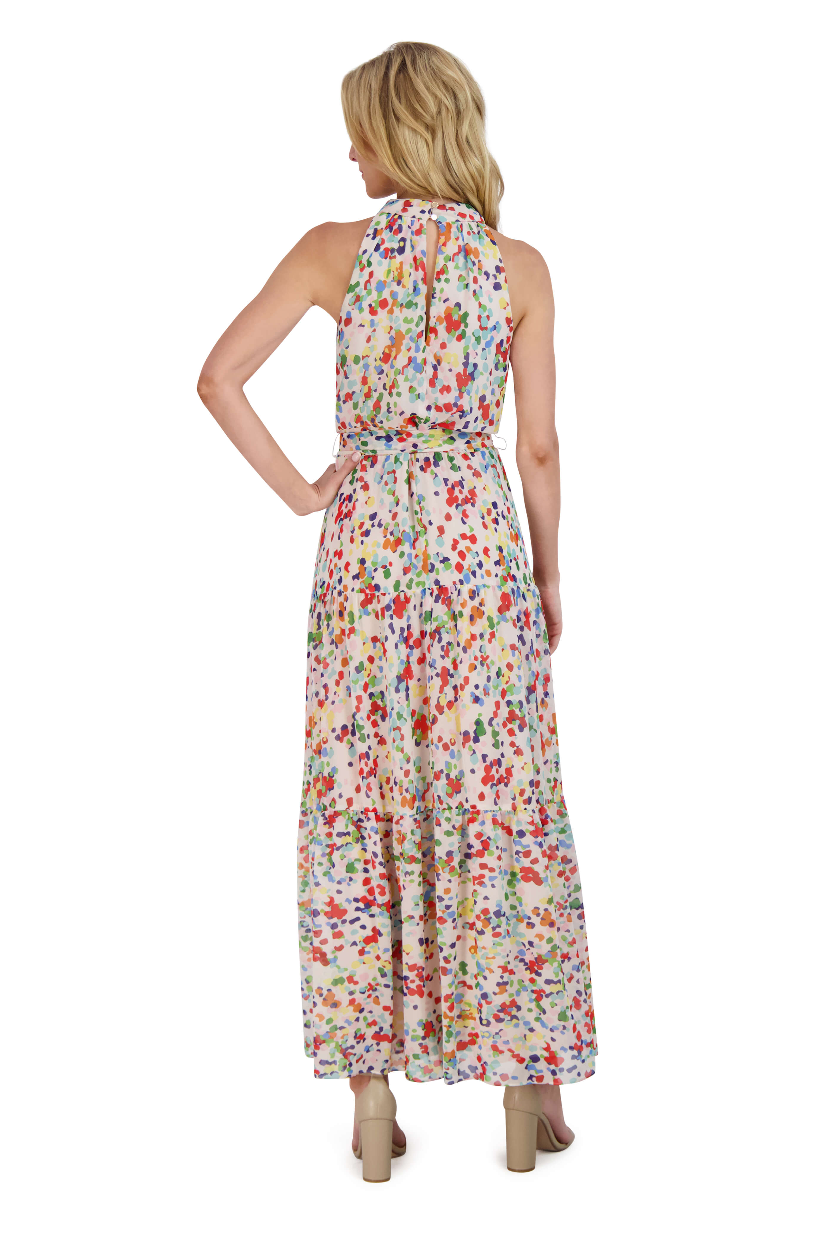 Mock Neck 3 Tier Maxi Dress