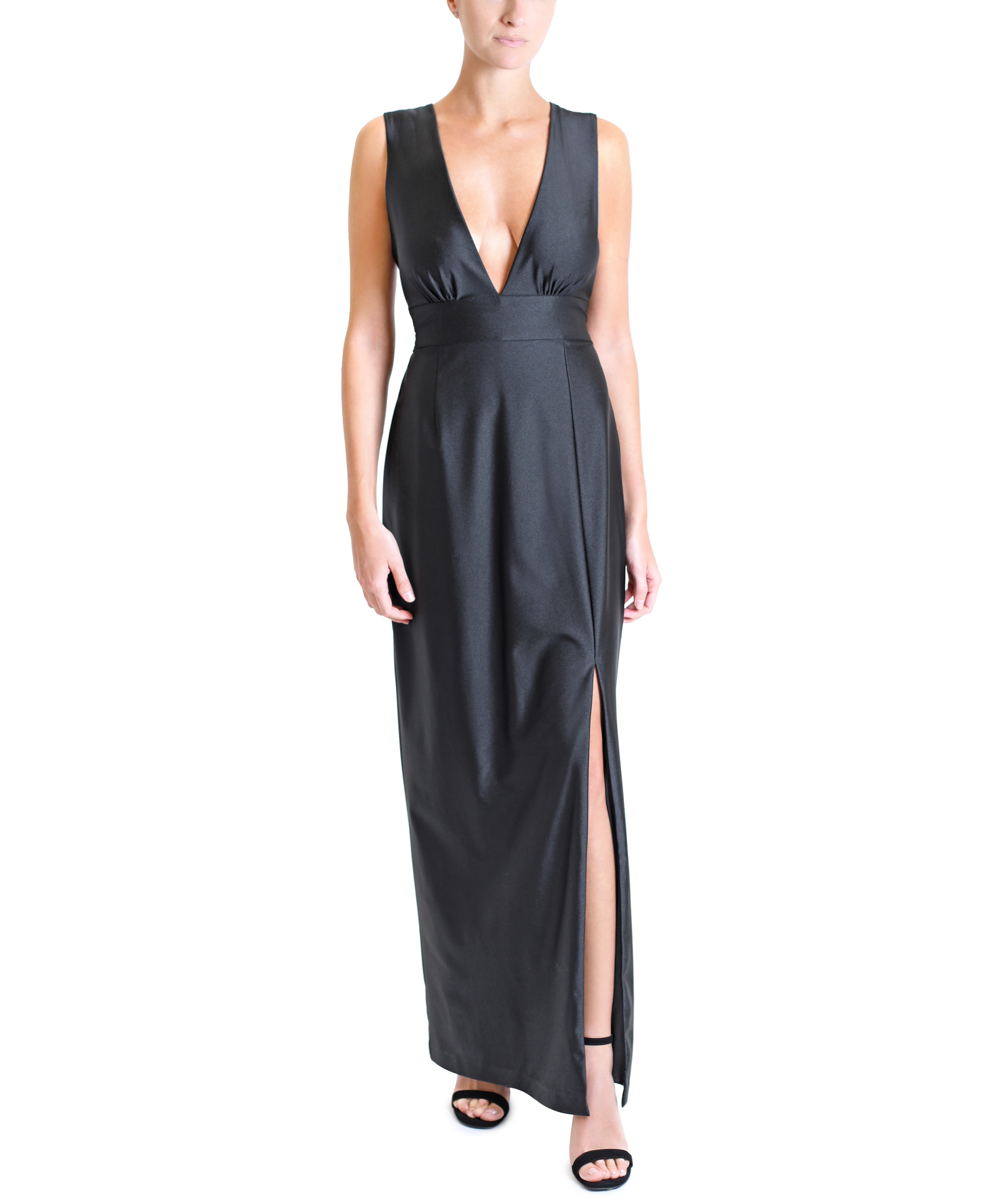 Long Deep V Neck Dress