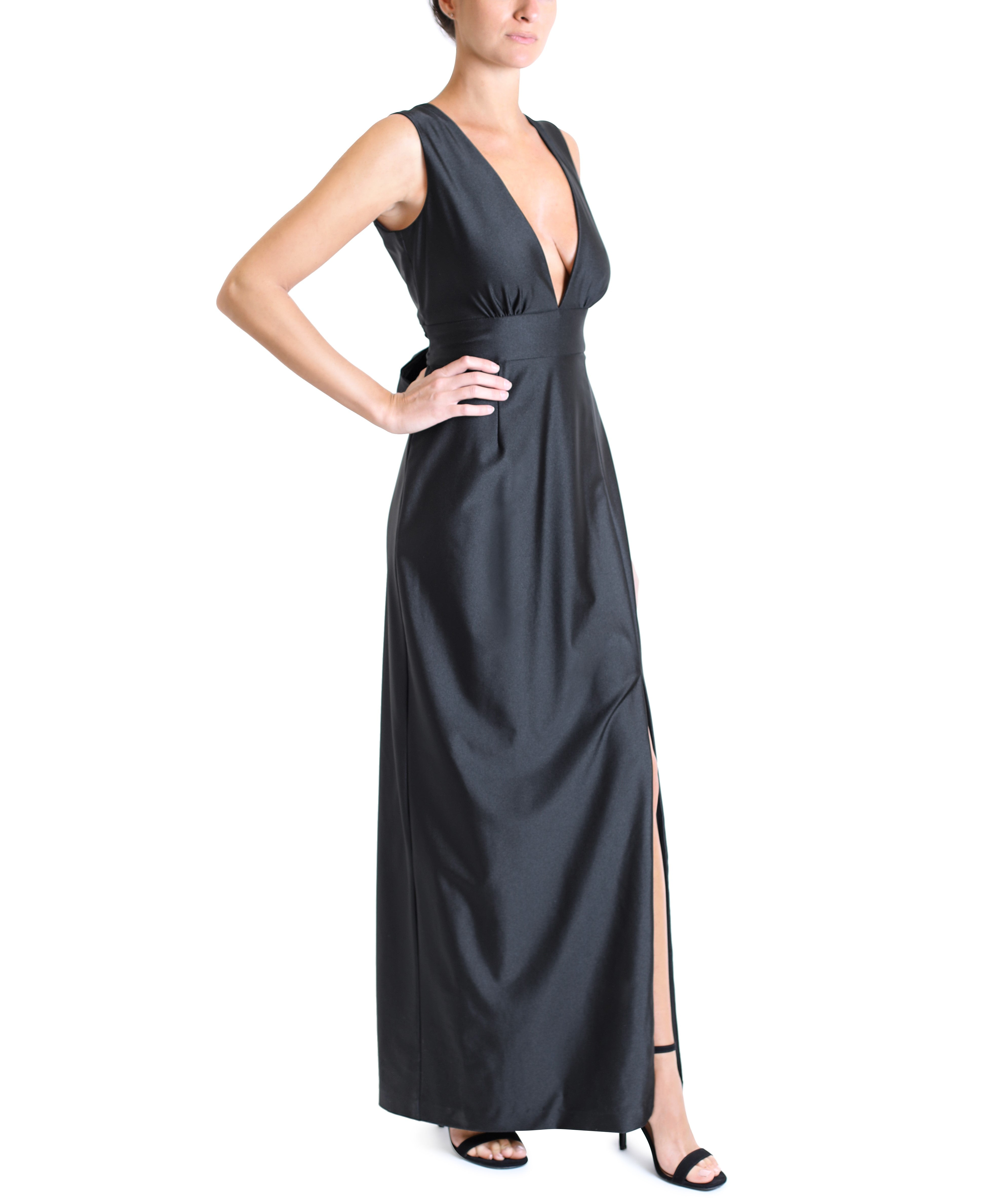 Long Deep V Neck Dress