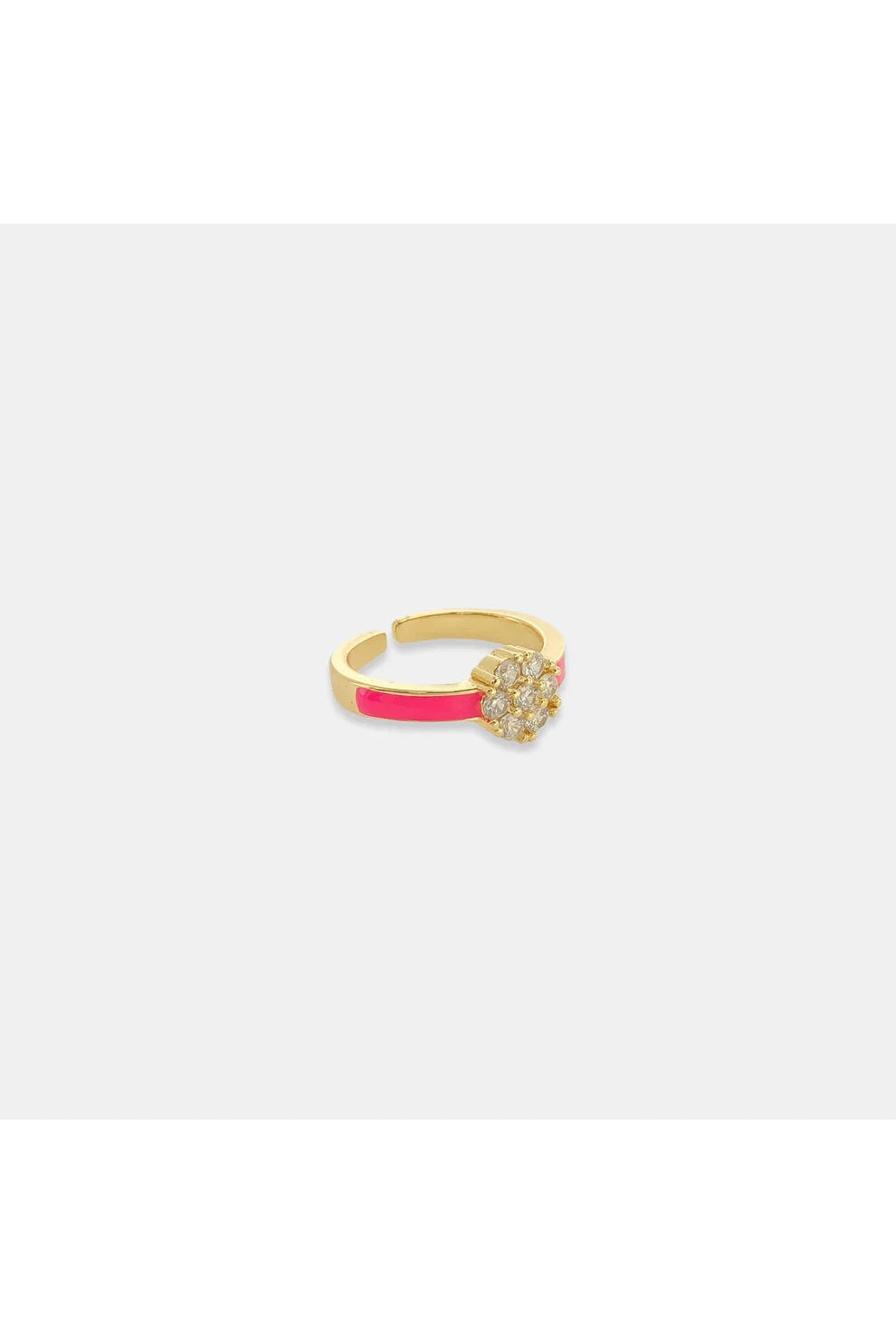 OMG BLING CZ Flower Enamel Ring In Hot Pink