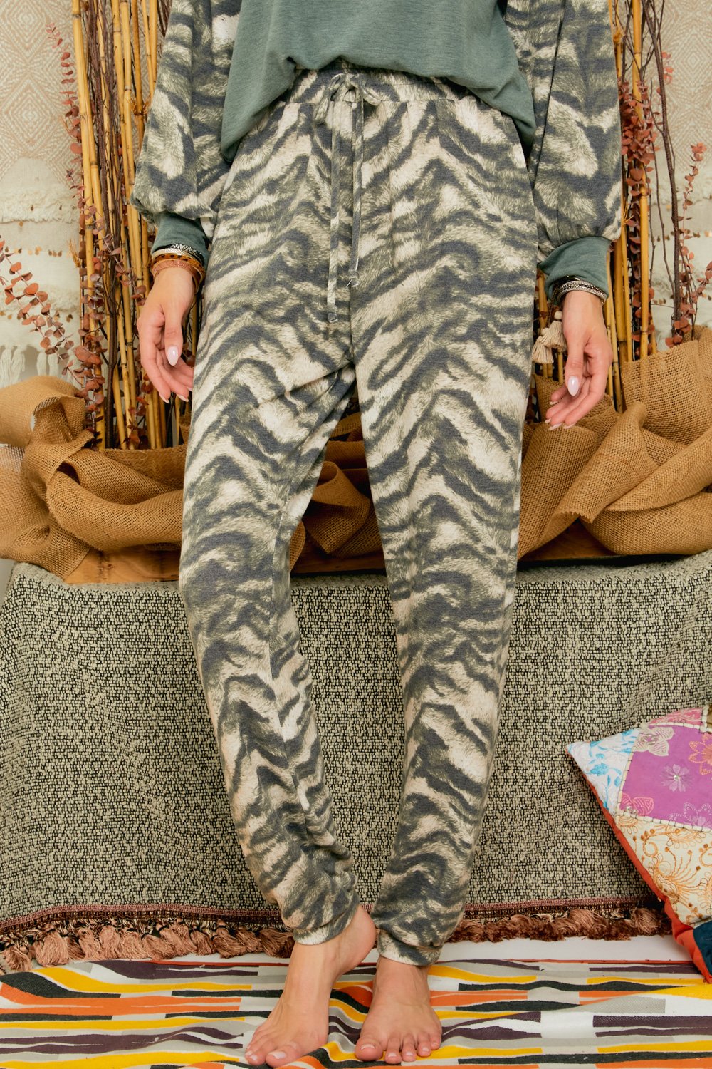 Adora Olive Zebra Lounge Pants