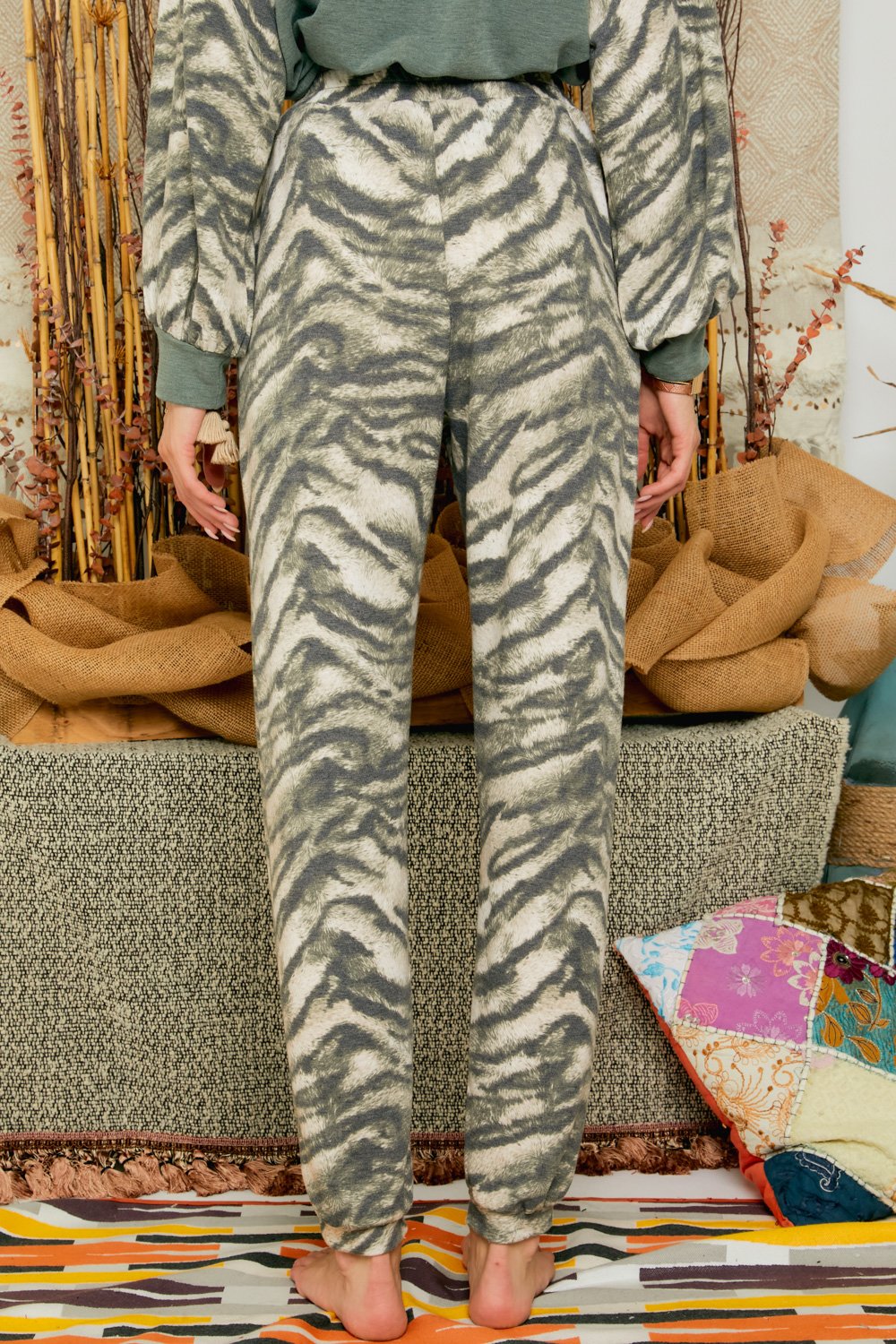 Adora Olive Zebra Lounge Pants