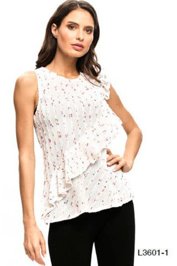 Adore Multi Colored White Sleeveless Top