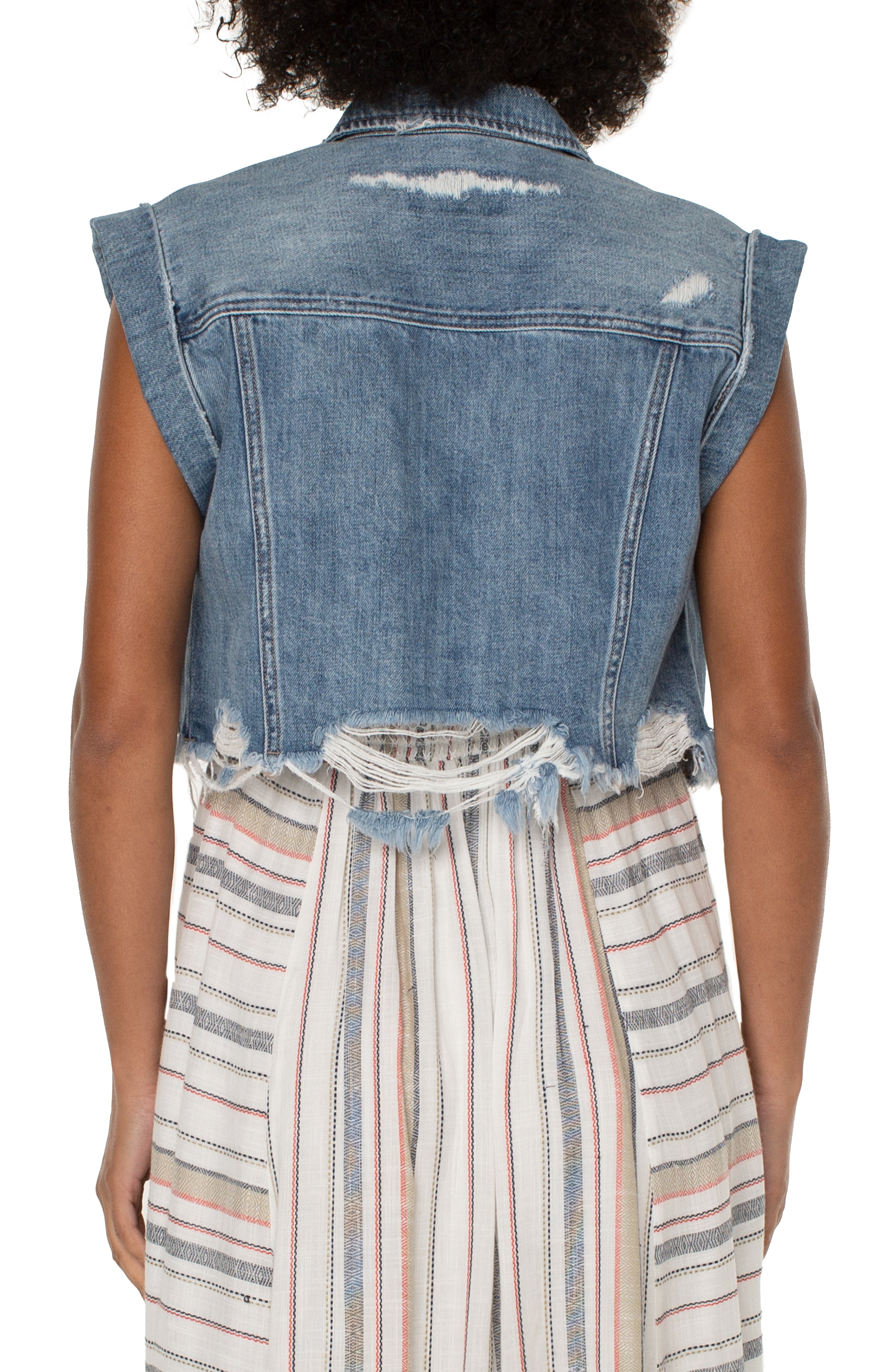 Liverpool Distressed Cropped Sleeveless Jacket In Connolly