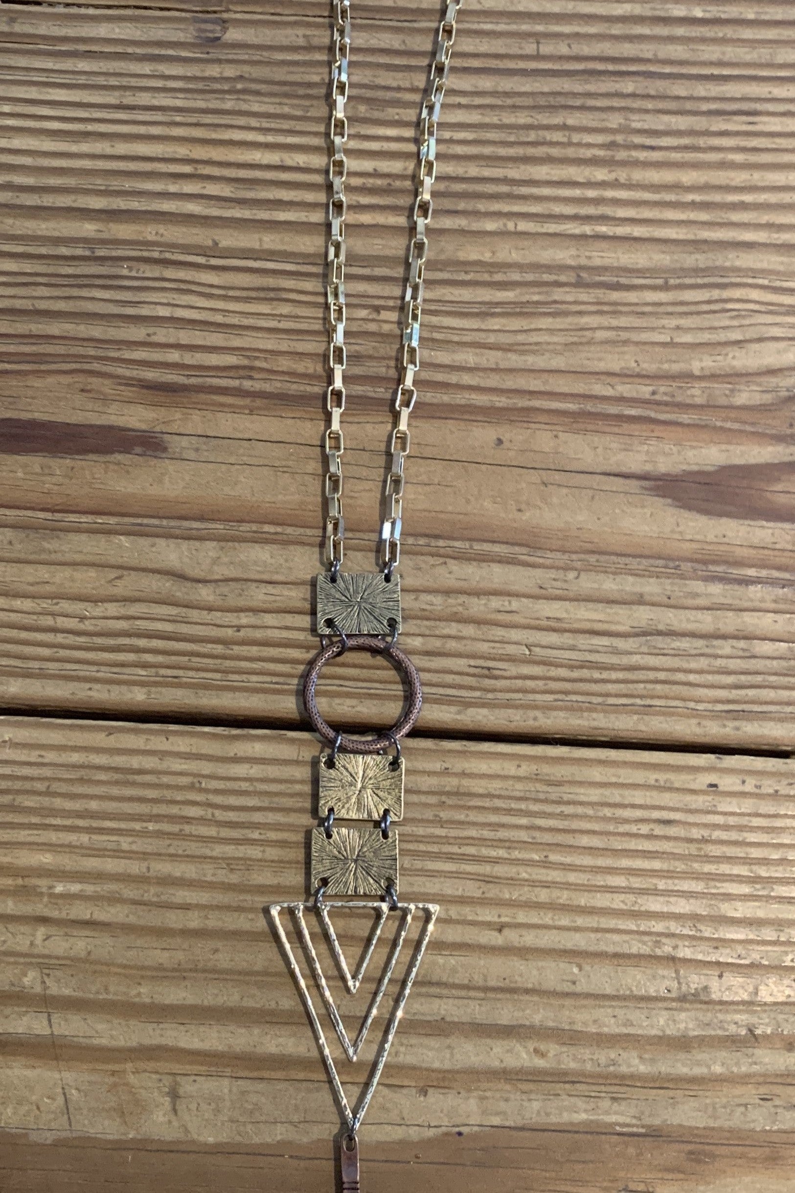 Lost And Found Mixed Metal Necklace With Geometric Shapes